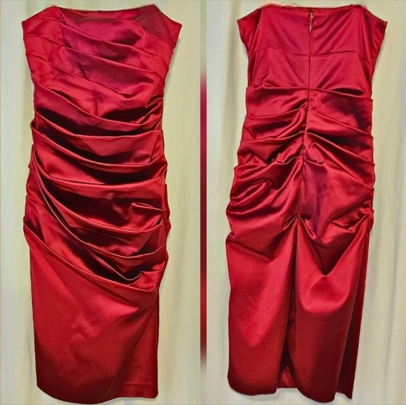 🇨🇦 Le Chateau Strapless Red Satin Dress - Picture 8 of 16